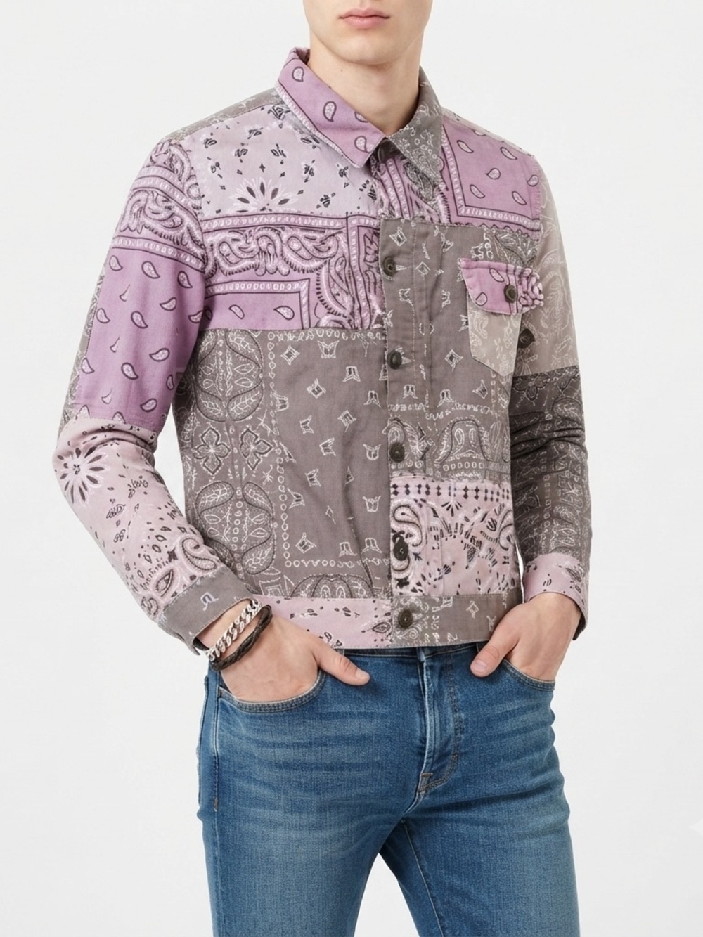 Valabasas Purple Ranker Patchwork Bandana Jacket — Small